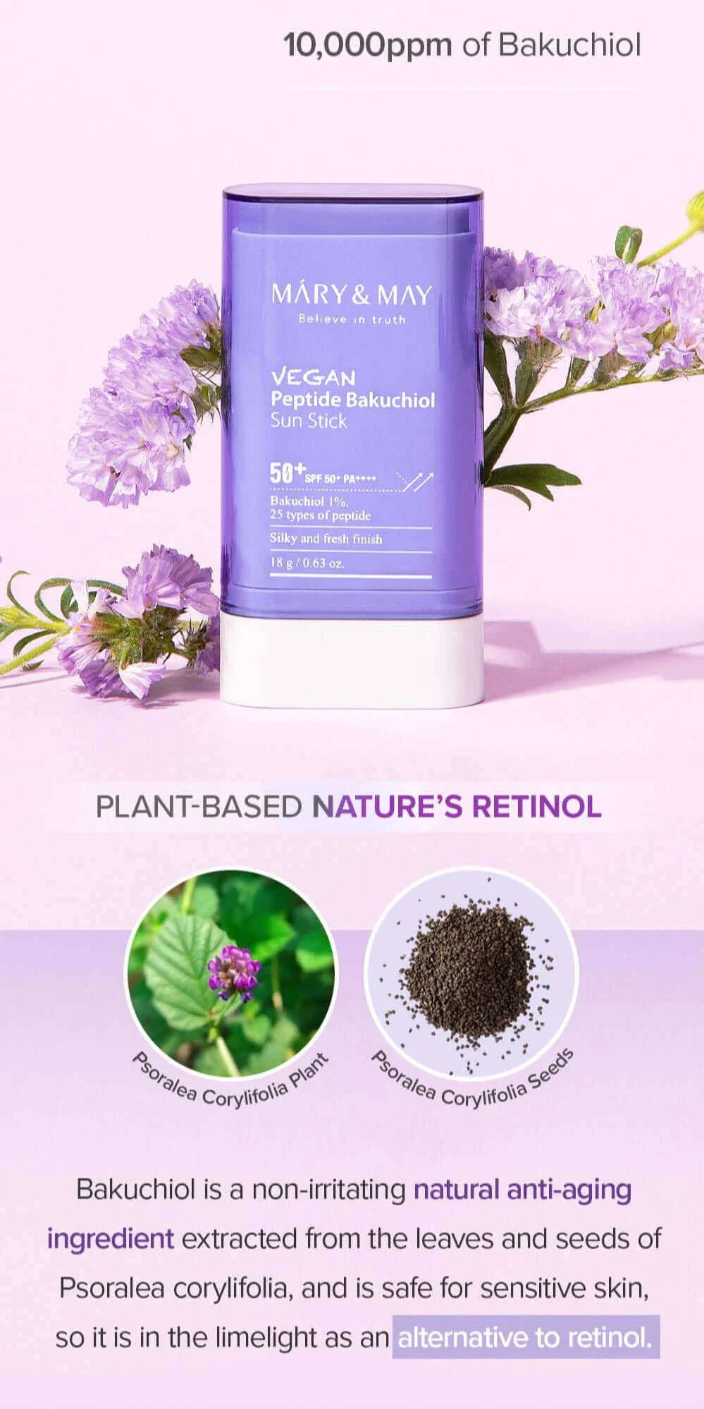 🎁 Mary&May Vegan Peptide Bakuchiol Sun Stick (100% off)